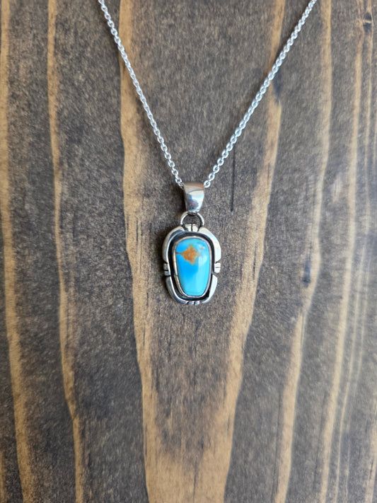 Petite Golden Hills Turquoise Rectangular Pendant Necklace