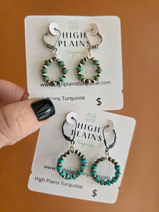Santo Domingo 3-4mm Sterling Turquoise Mini Hoop Earrings