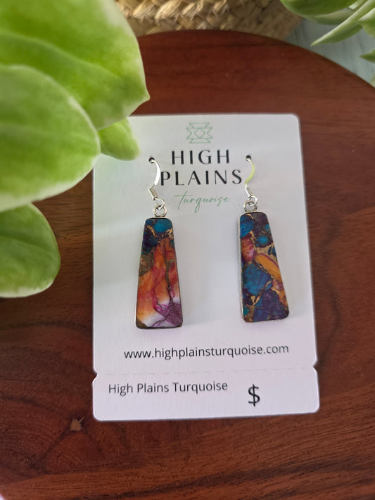 Santo Domingo Mohave Turquoise Slab Earrings