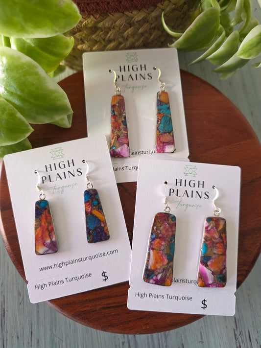 Santo Domingo Mohave Turquoise Slab Earrings