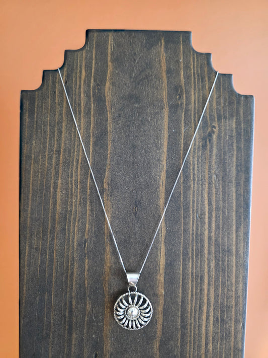 Contemporary Domed Sterling Silver Pendant Necklace