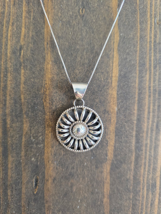 Contemporary Domed Sterling Silver Pendant Necklace