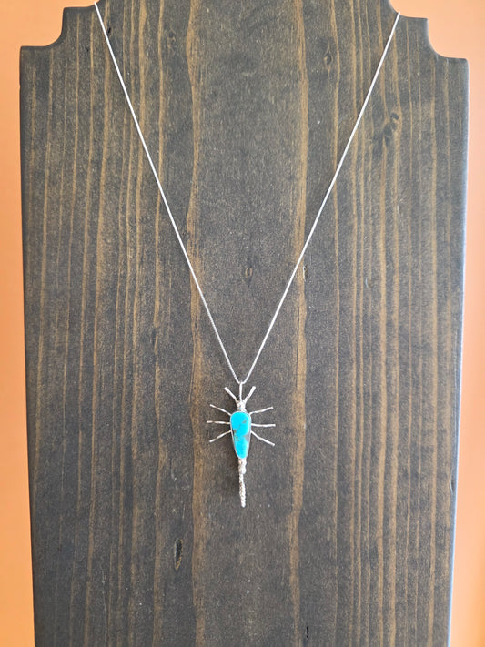 Sterling Silver Turquoise Scorpion Pendant Necklace