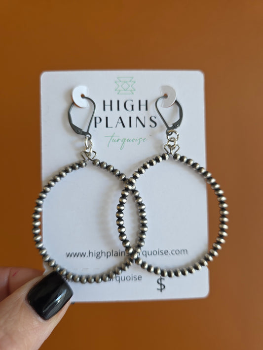 Santo Domingo 3mm Large Sterling Silver Lever Back Hoop Earrings