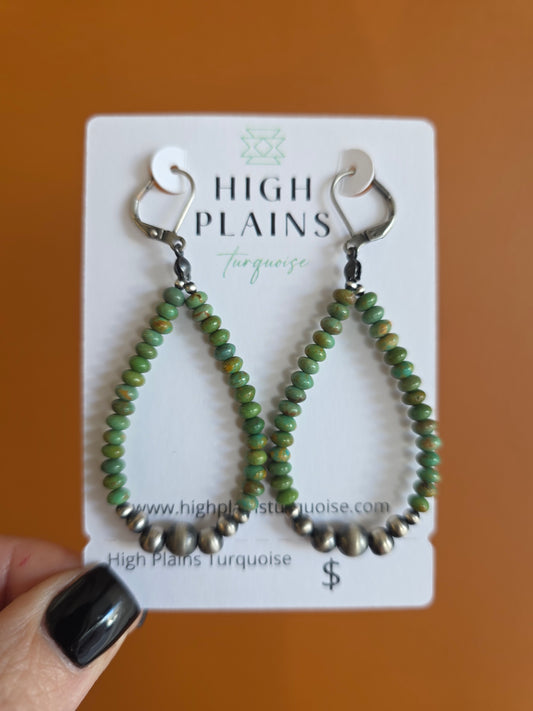 Santo Domingo Sonoran Gold Turquoise Teardrop Lever Back Earrings