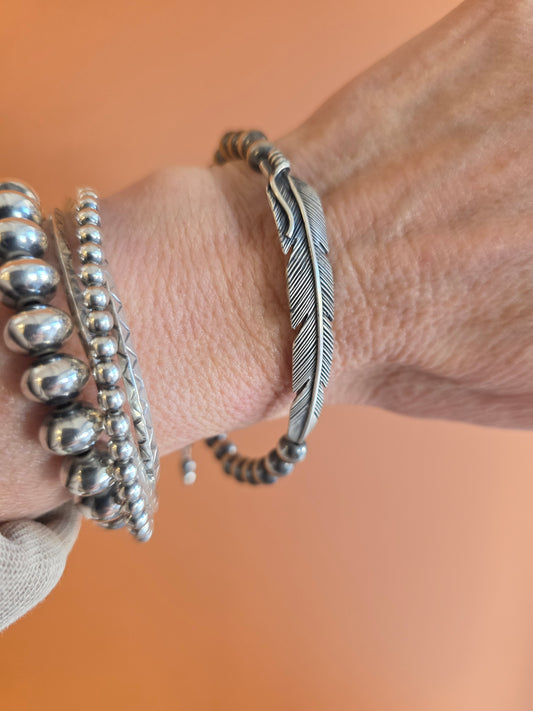 Santo Domingo 6mm Sterling Silver Feather Cuff Bracelet