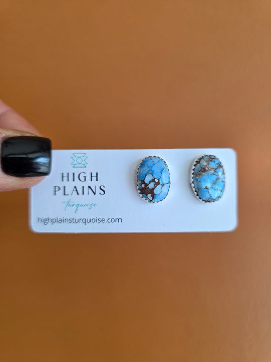 Golden Hills Turquoise Serrated Bezel Oval Studs