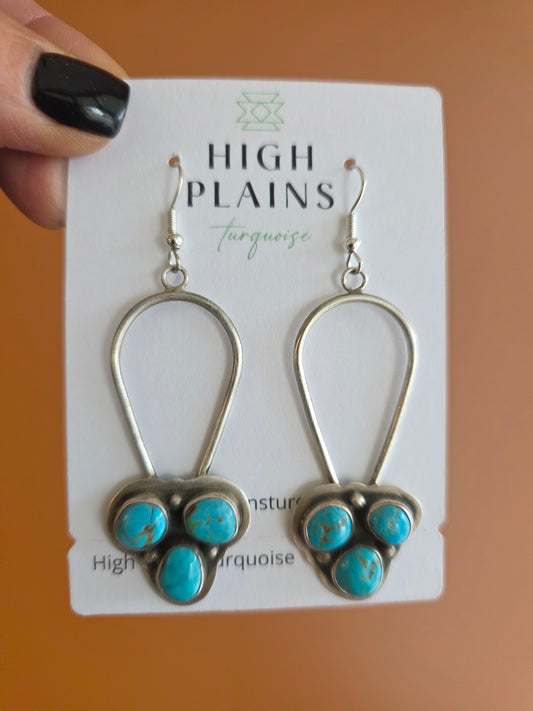Geraldine James 3-Stone Kingman Turquoise Earrings