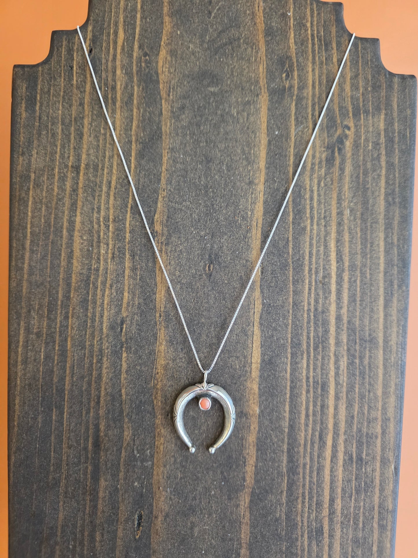 Petite Sterling Silver Naja Pendant Necklace with Pink Conch Accent