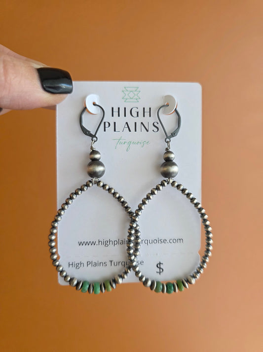 Santo Domingo Sterling Multi Bead Hoops with Sonoran Gold Turquoise Accent