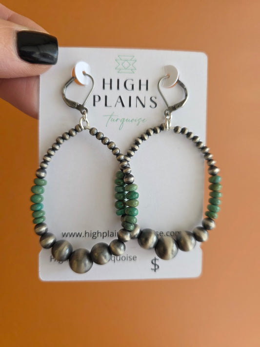 Santo Domingo Sonoran Gold Turquoise Mix Bead Hoops