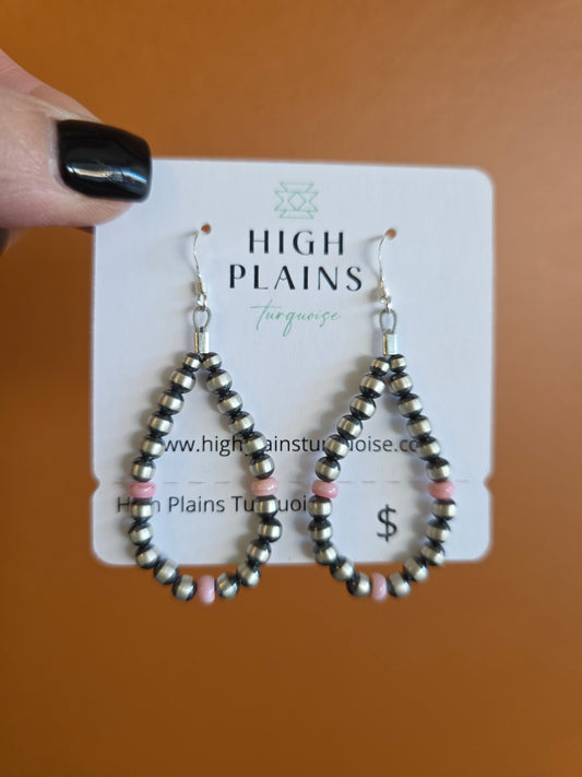 Sterling Silver and Pink Conch Beaded Earrings
