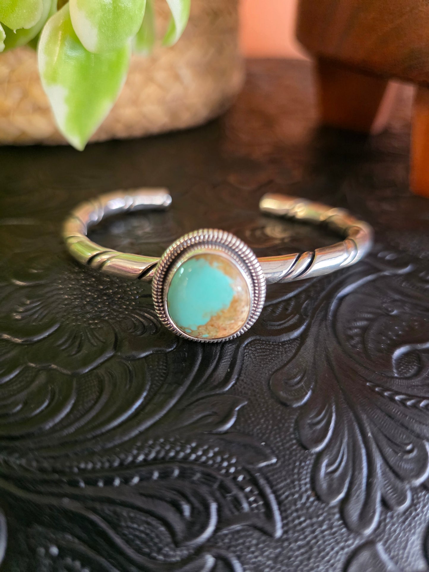 Twist Rope Sterling Silver Nevada Turquoise Cuff