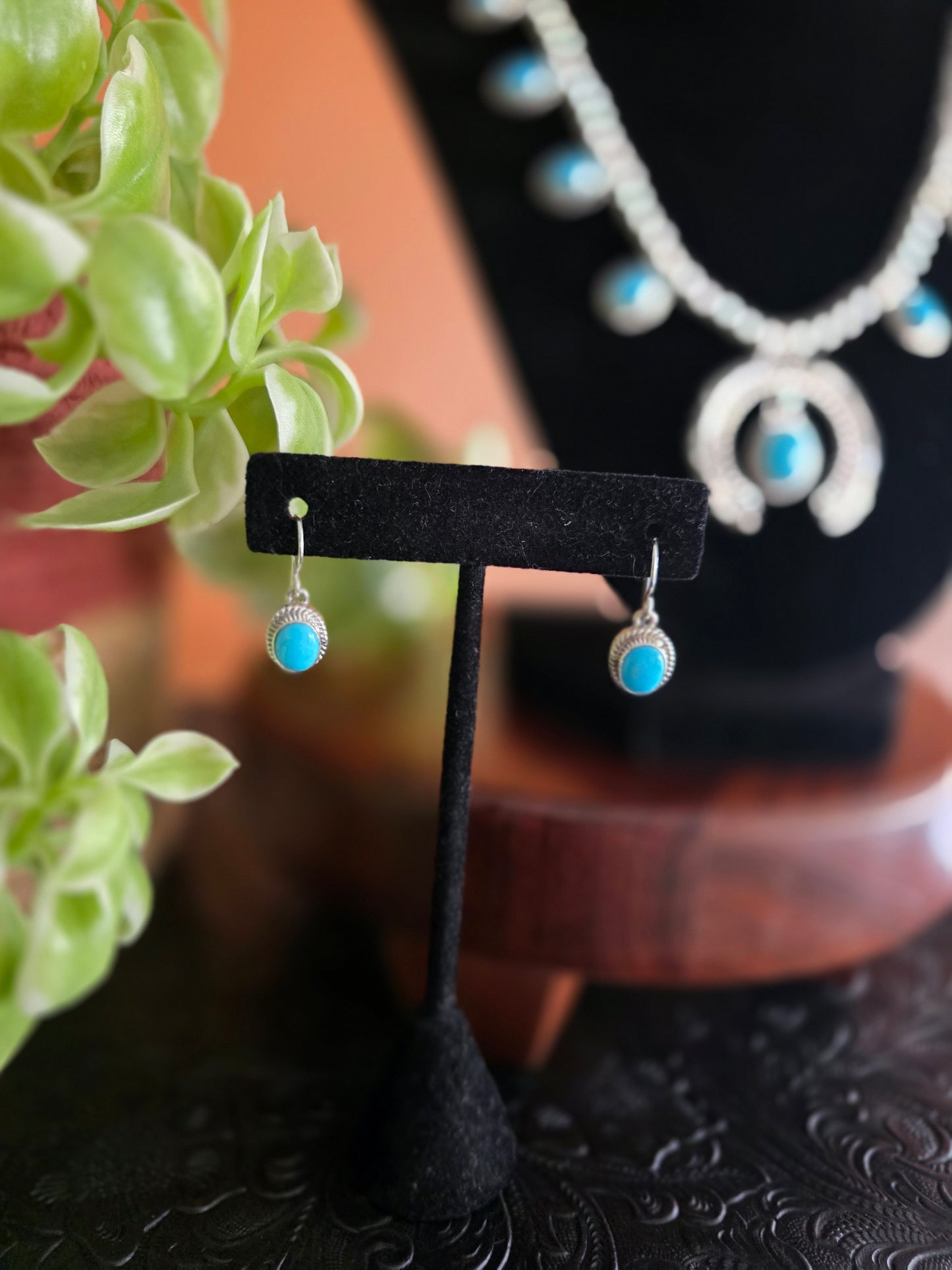 Sleeping Beauty Turquoise Squash Blossom Necklace Set