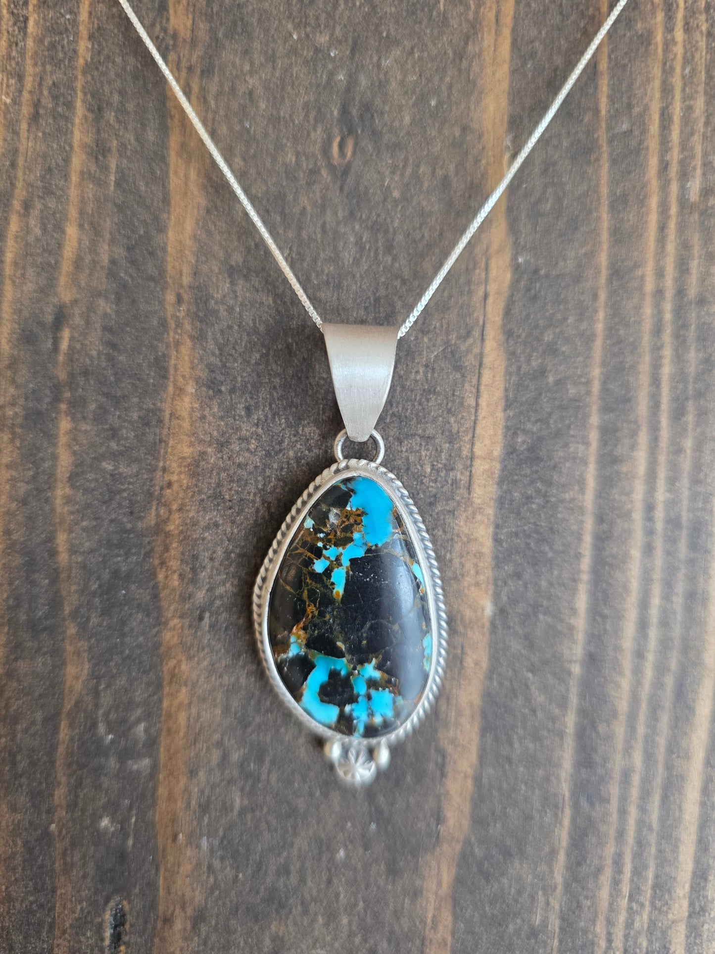 Blue Moon Turquoise Pendant Necklace with Sweet Sterling Embellishment