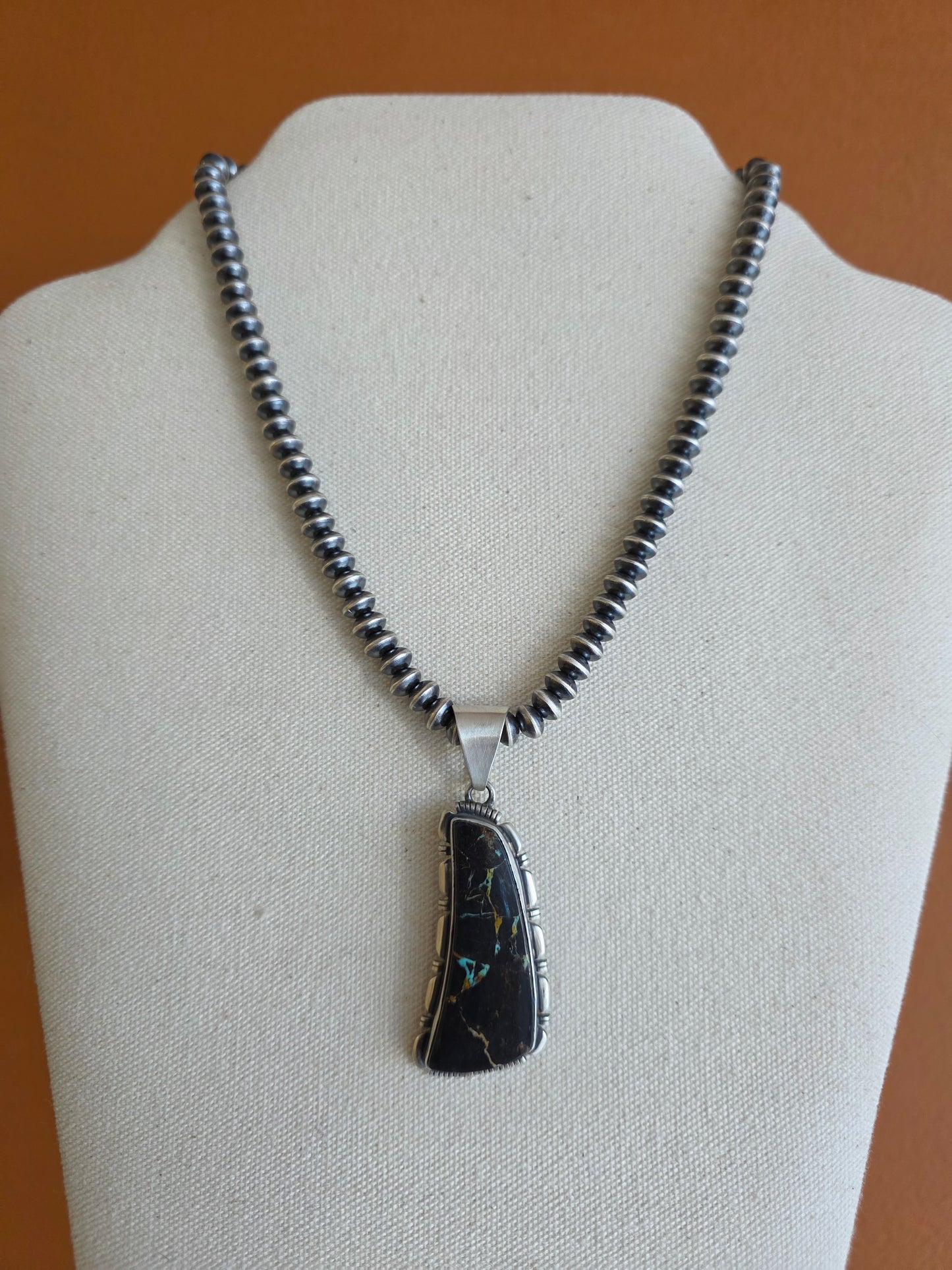 Begay Oblong Blackjack Turquoise Pendant