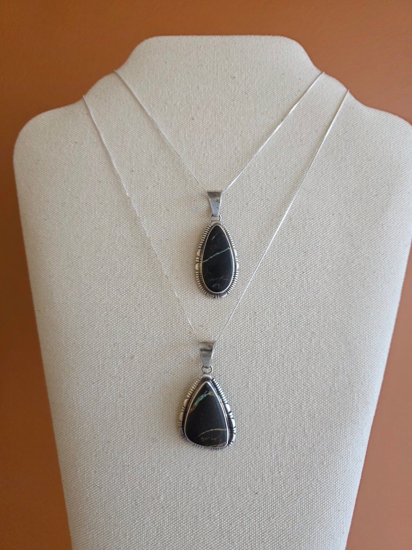 Large Stone Blackjack Turquoise Pendant Necklace