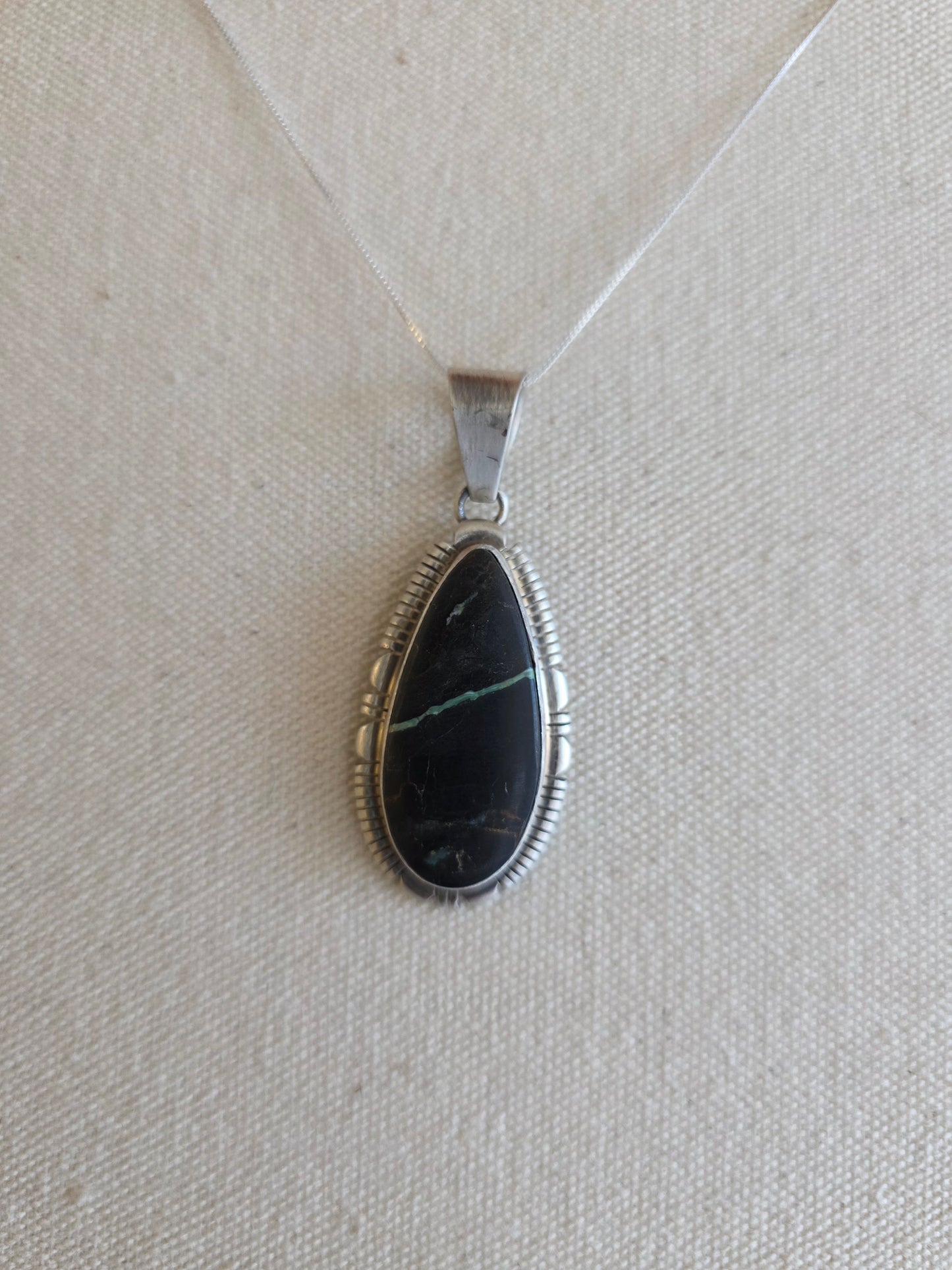 Large Stone Blackjack Turquoise Pendant Necklace