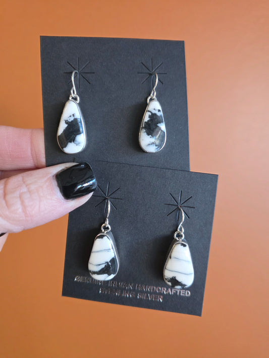Navajo White Buffalo French Wire Earrings