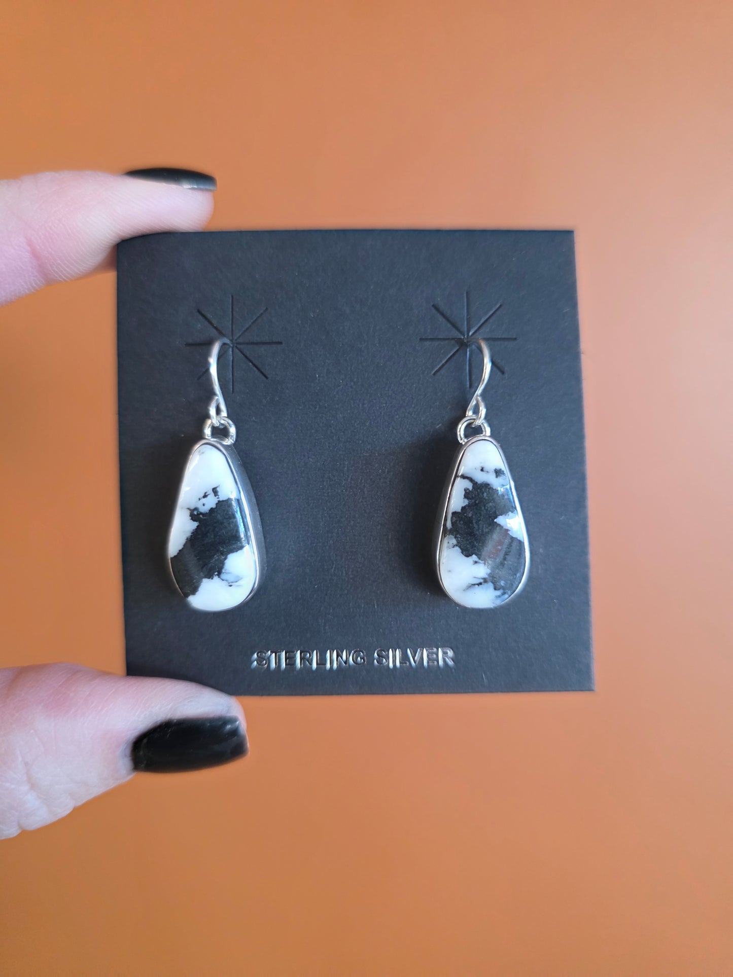 Navajo White Buffalo French Wire Earrings