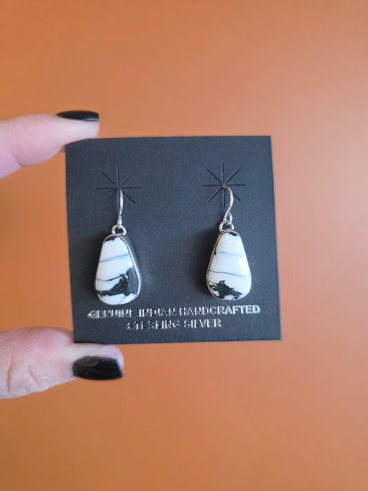 Navajo White Buffalo French Wire Earrings