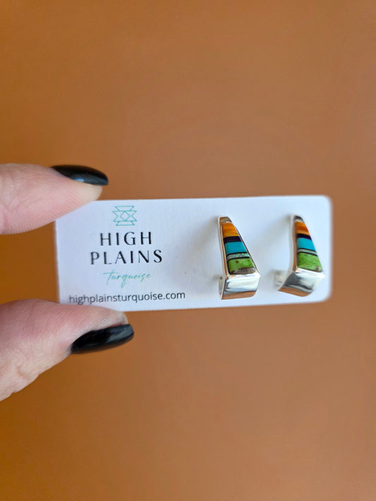 Geometric Rainbow Pyramid Shaped Earrings