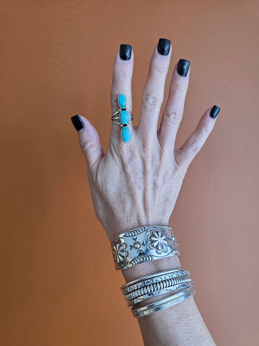 Triple Stone Mixed Turquoise Ring
