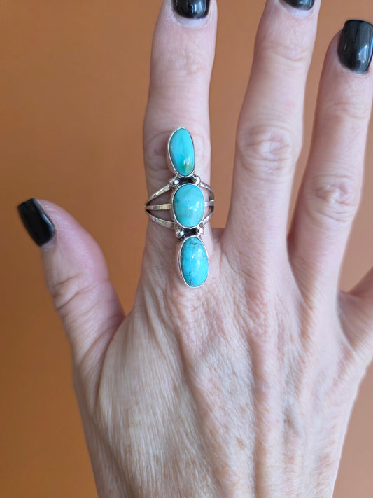 Triple Stone Mixed Turquoise Ring