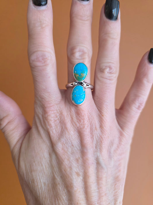 Double Stone Turquoise Mountain Ring