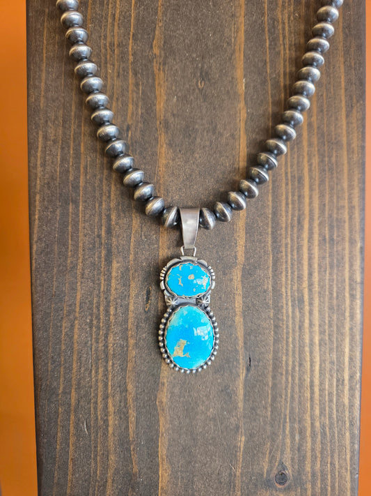 Marita Benally Double Stone Armenian Turquoise Pendant