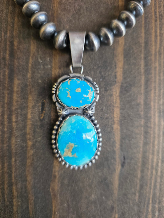 Marita Benally Double Stone Armenian Turquoise Pendant