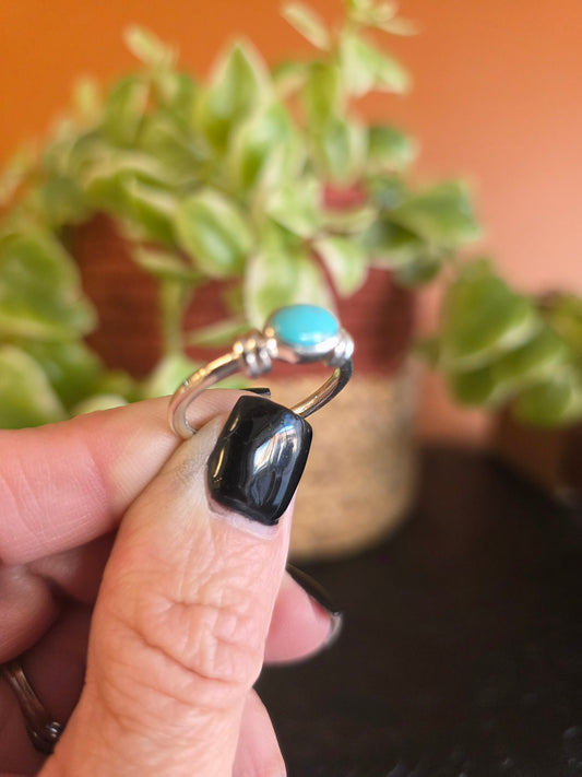 Kingman Turquoise Silver Wrapped Ring