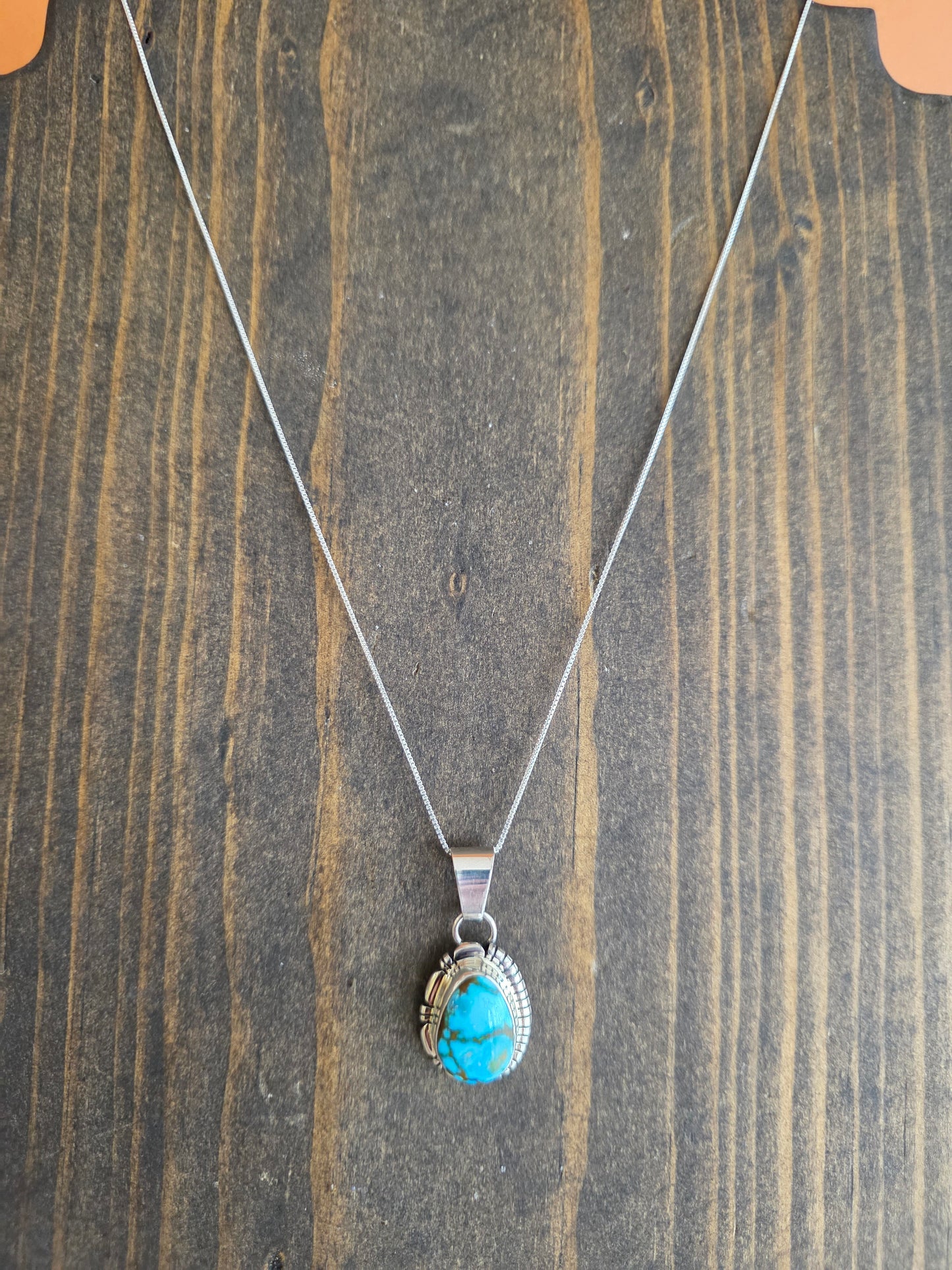 Kingman Turquoise Teardrop Pendant Necklace
