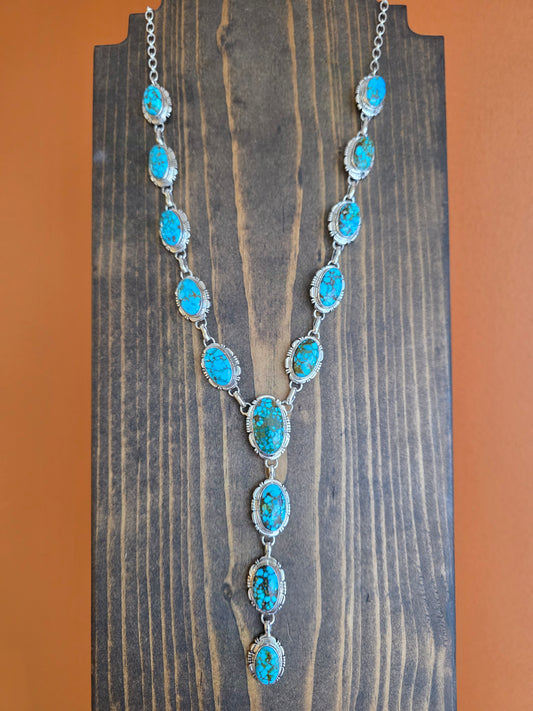 Spiderweb Kingman Lariat Necklace and Earring Set