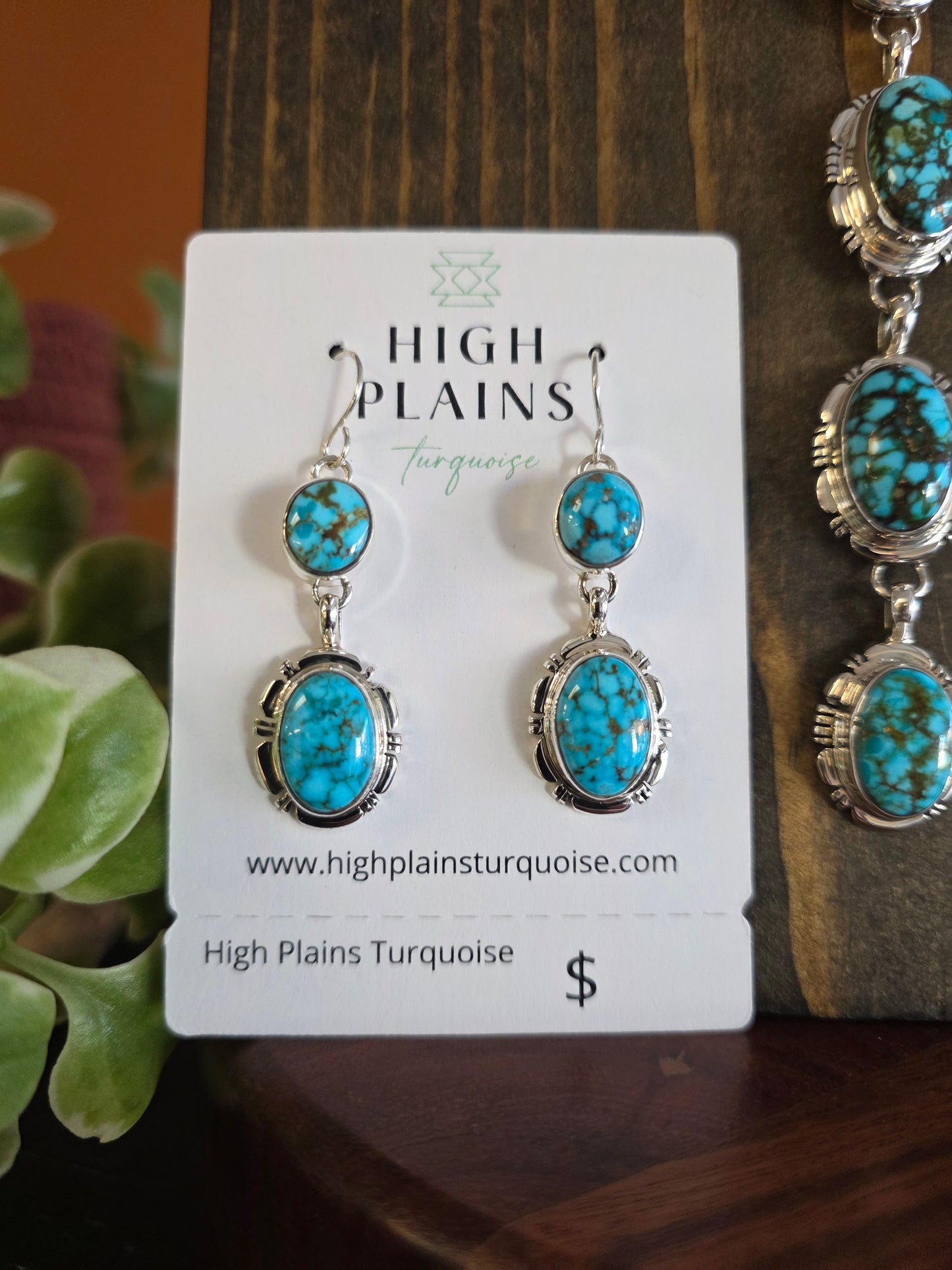 Spiderweb Kingman Lariat Necklace and Earring Set