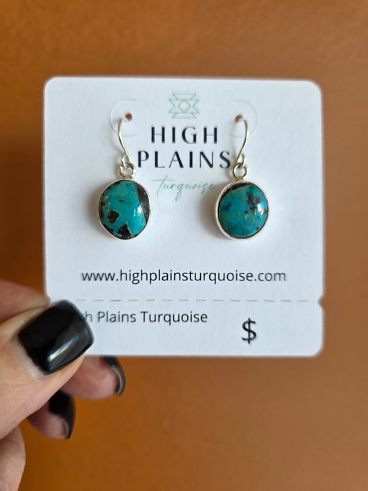 Round Stone Kingman Turquoise Earrings