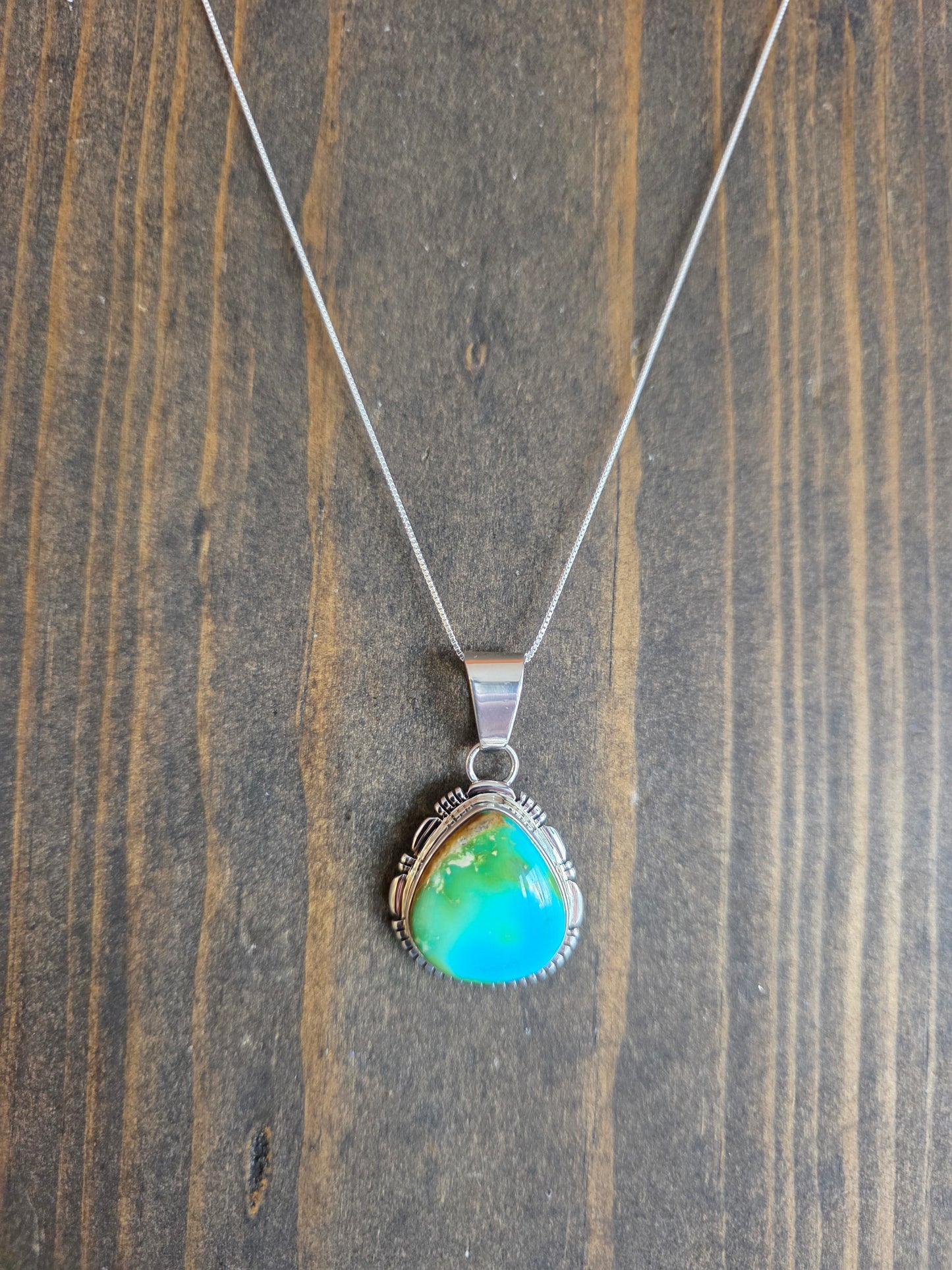Sonoran Gold Turquoise Large Teardrop Pendant Necklace