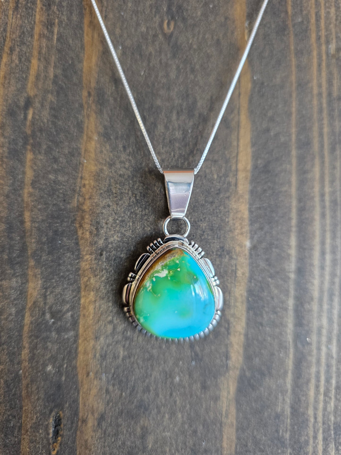Sonoran Gold Turquoise Large Teardrop Pendant Necklace