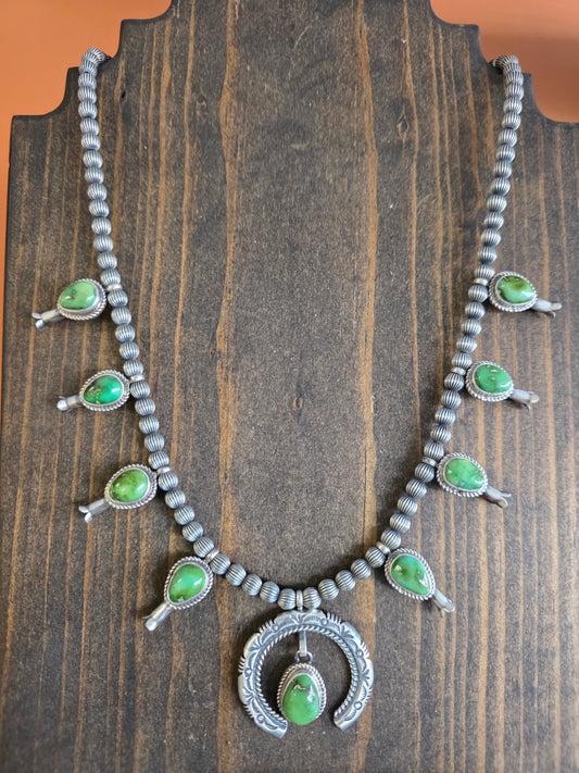 Sonoran Gold Turquoise Squash Blossom Necklace Set