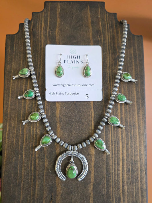 Sonoran Gold Turquoise Squash Blossom Necklace Set