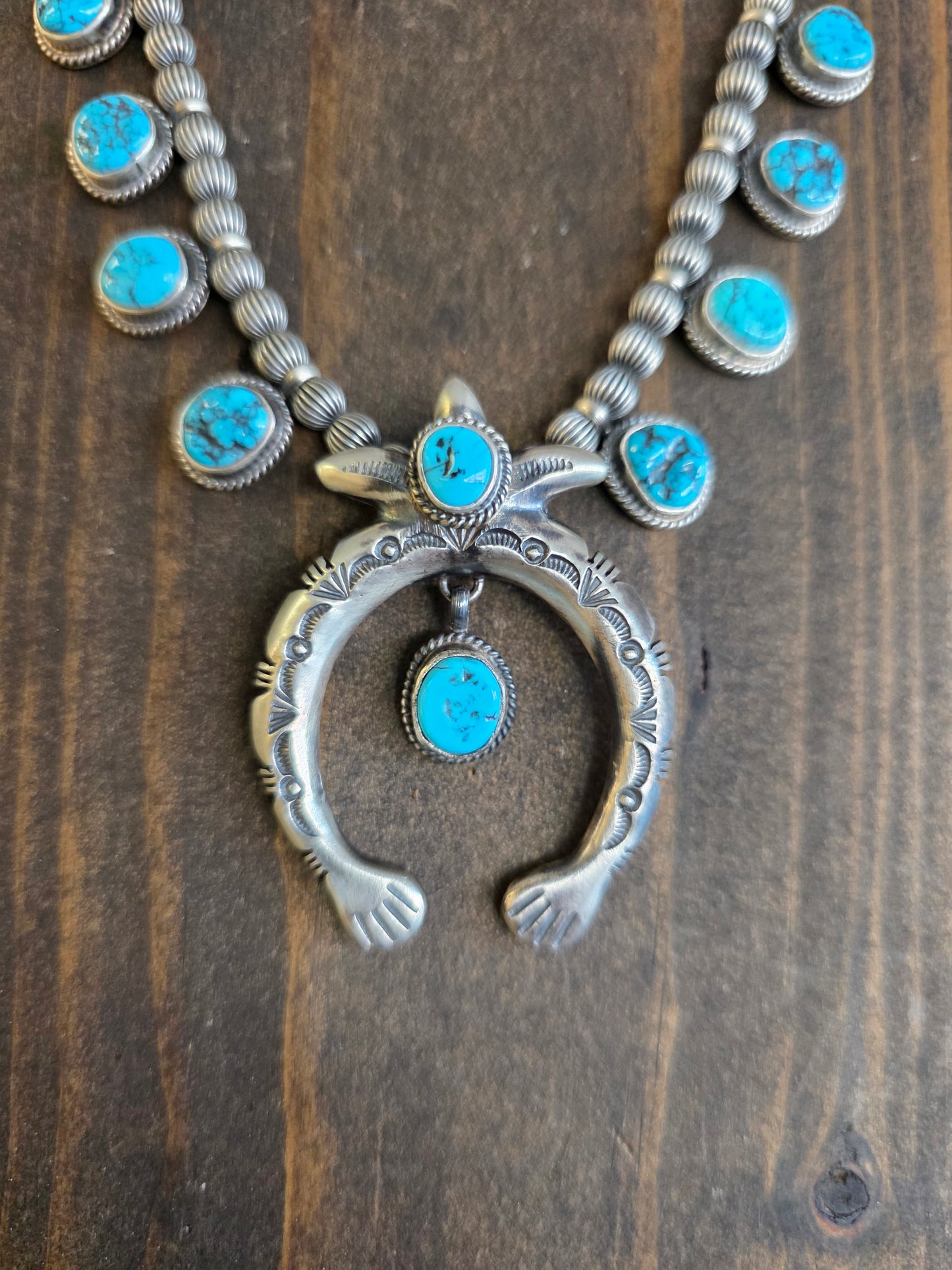 Kingman Turquoise Sandcast Naja Squash Set