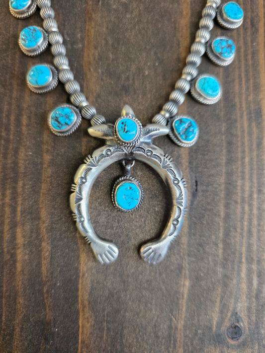 Kingman Turquoise Sandcast Naja Squash Set