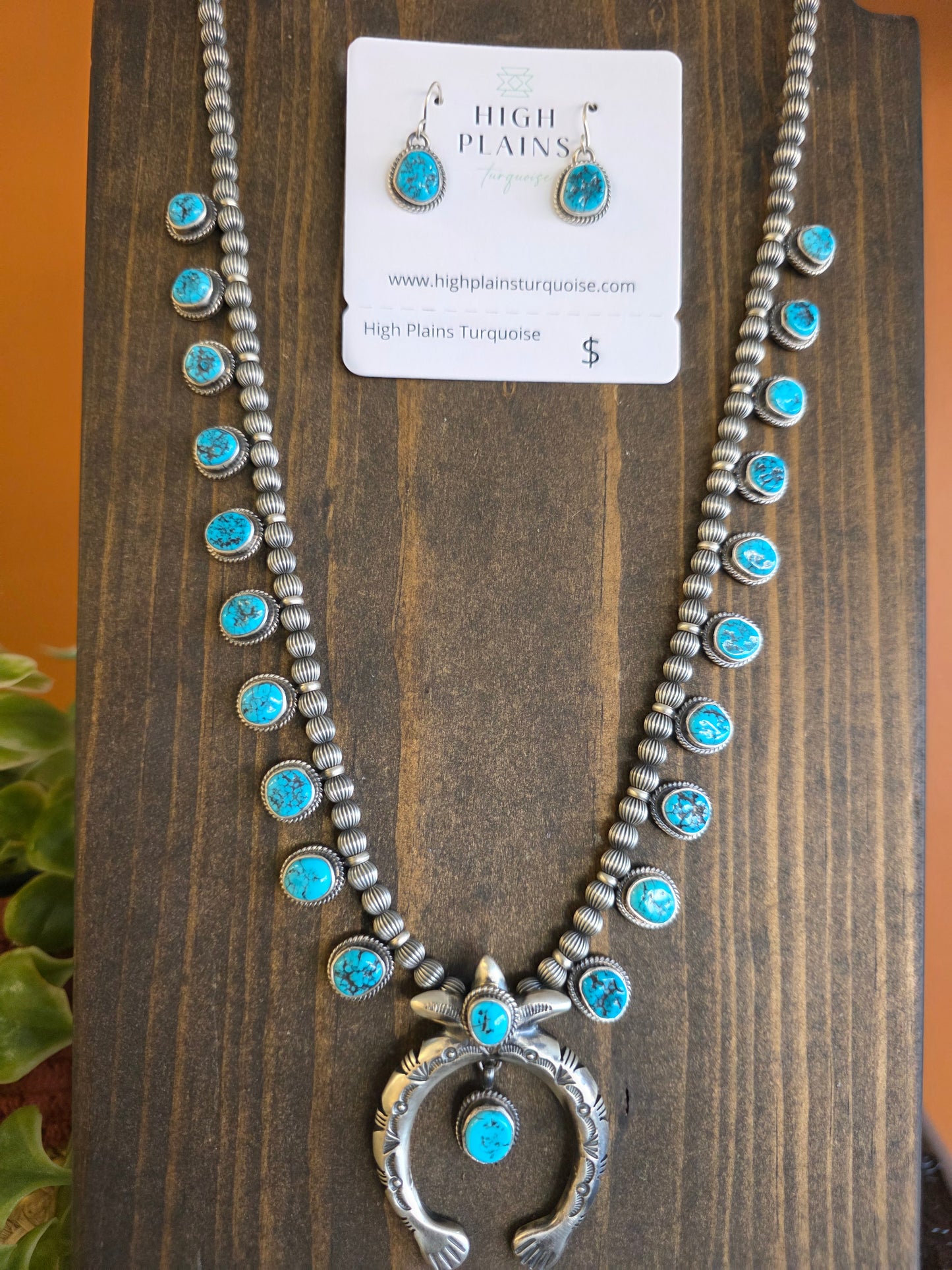 Kingman Turquoise Sandcast Naja Squash Set