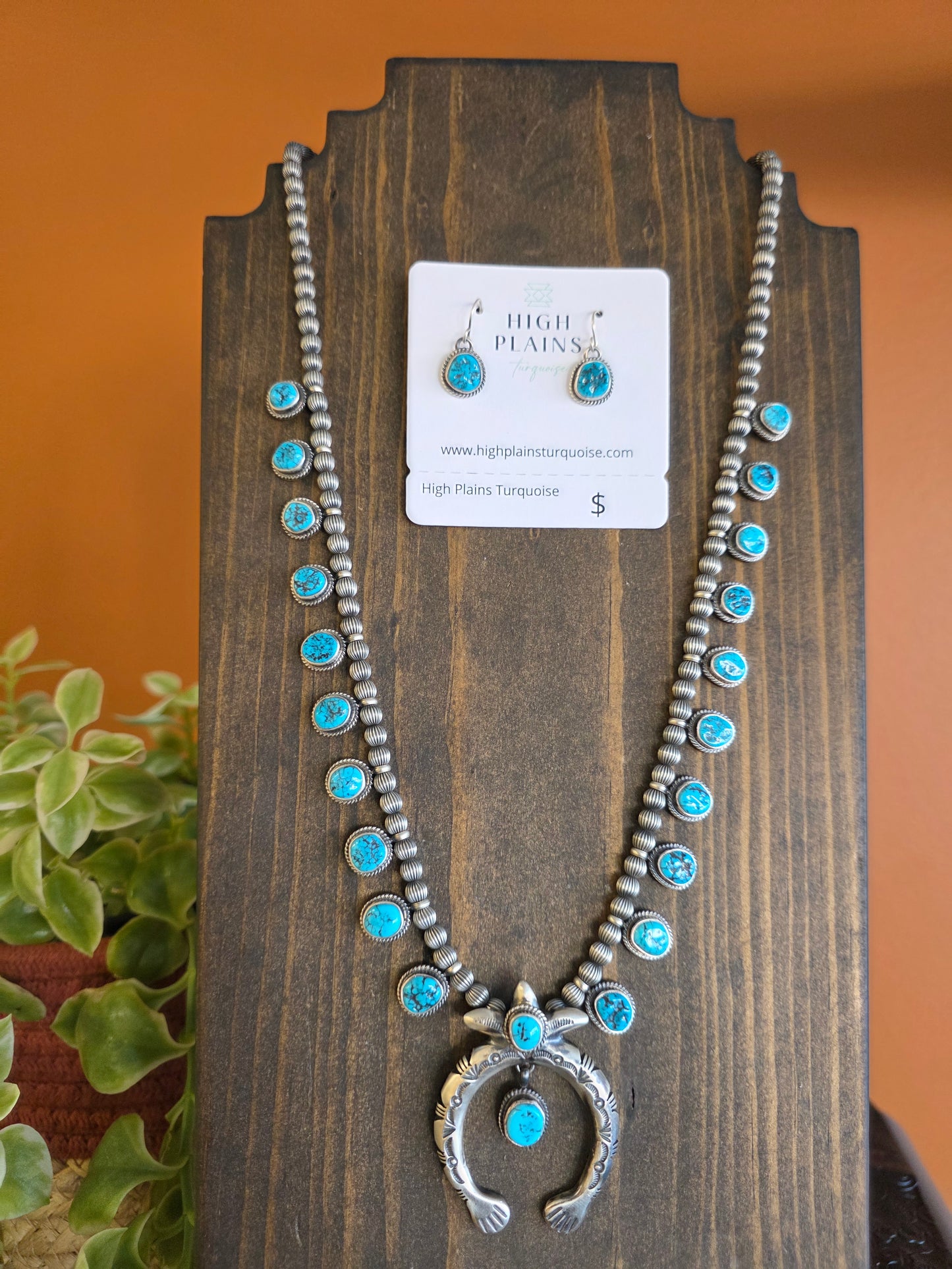 Kingman Turquoise Sandcast Naja Squash Set