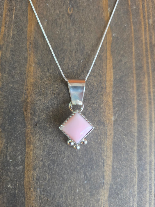 Pink Conch Diamond Shaped Pendant Necklace