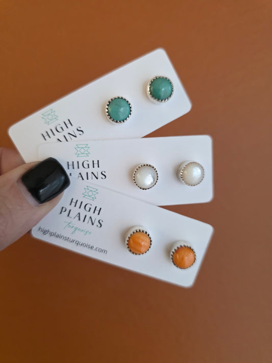 9mm Serrated Stud Earrings (various styles)