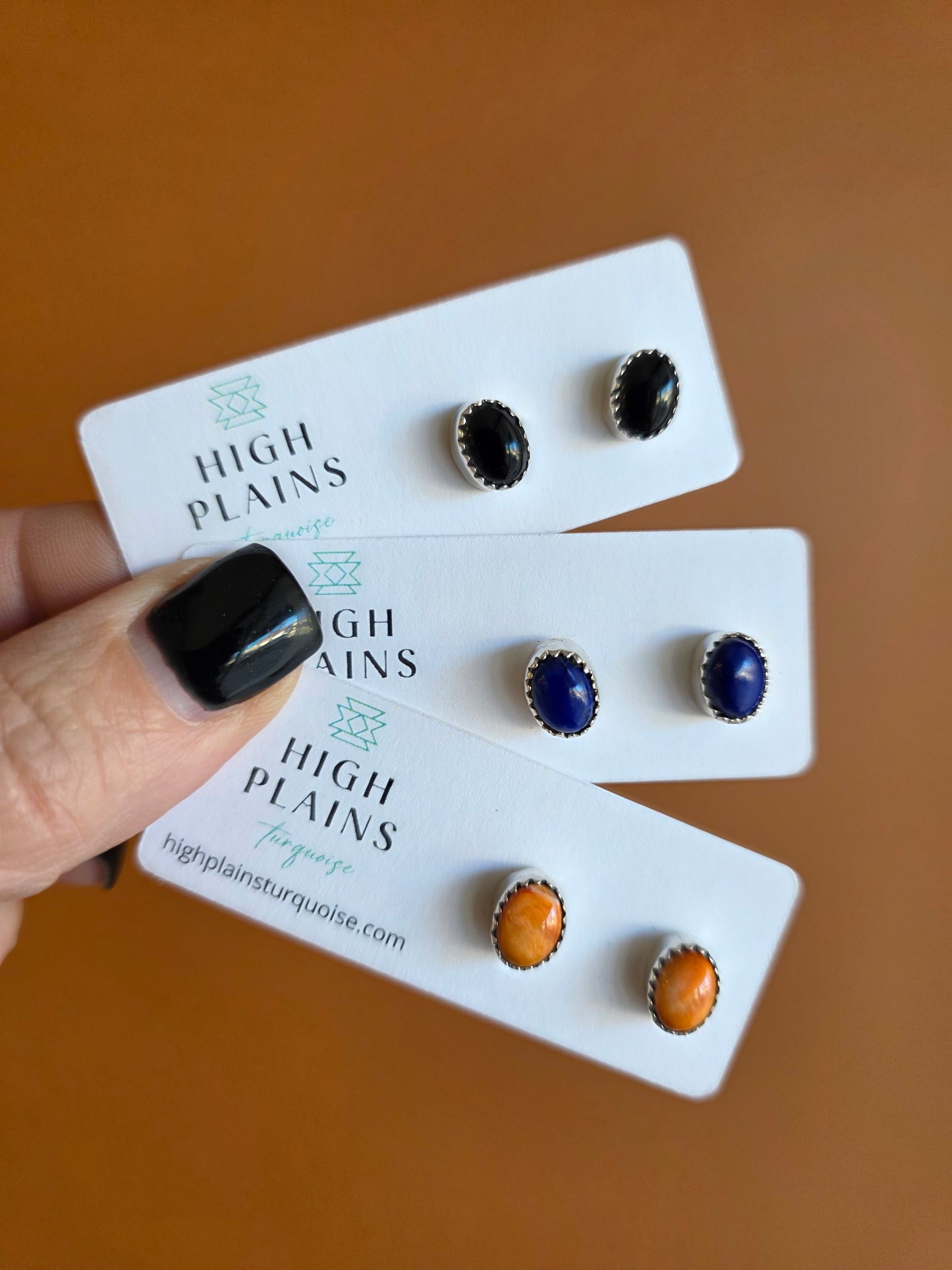 Serrated Bezel Oval Earrings (various styles)