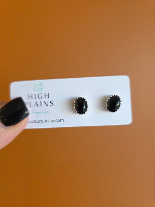 Serrated Bezel Oval Earrings (various styles)