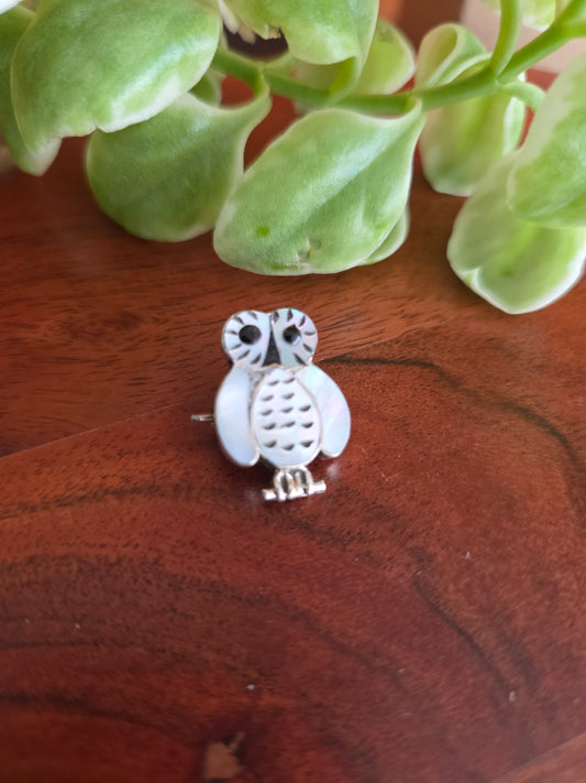 Zuni Owl Mother of Pearl Inlay Pin