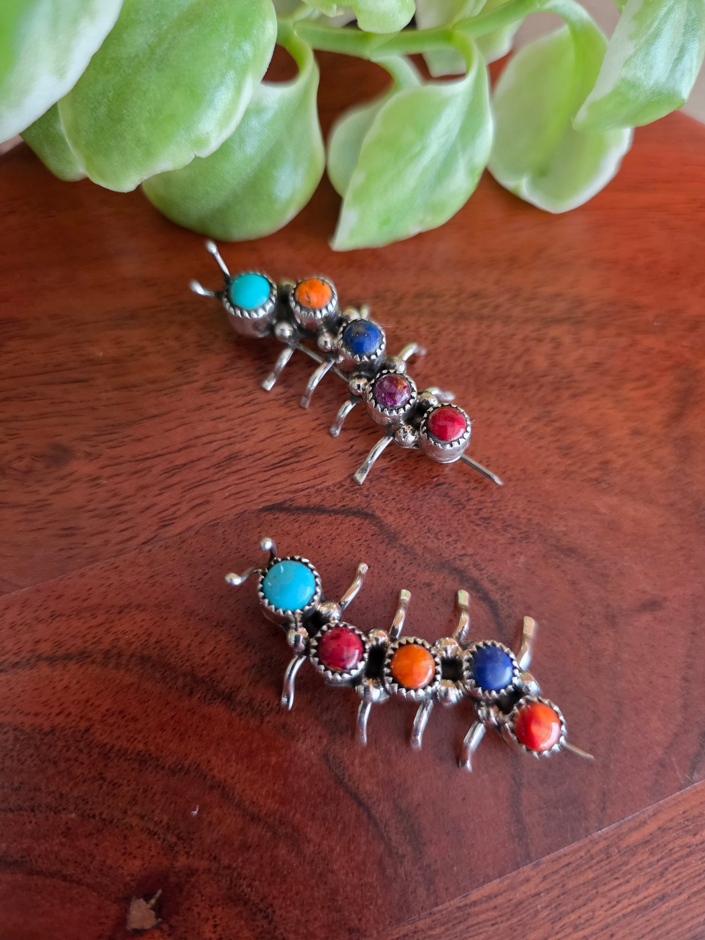 Navajo Handmade Multi-Stone Caterpillar Pins